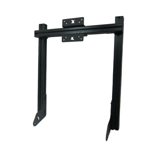 Czarny, zintegrowany uchwyt monitora SimXPro VESA 75/100, wykonany z anodyzowanych profili aluminiowych do montażu na ramie symulatora.