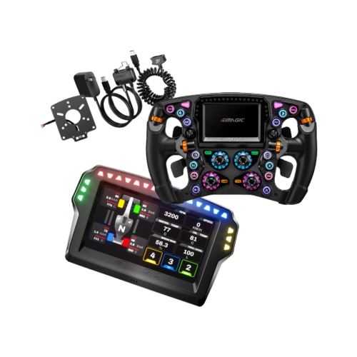 Zestaw Produktów Simagic Zeus Formula oraz MagicDash 4 i Maglink Pro widok od frontu