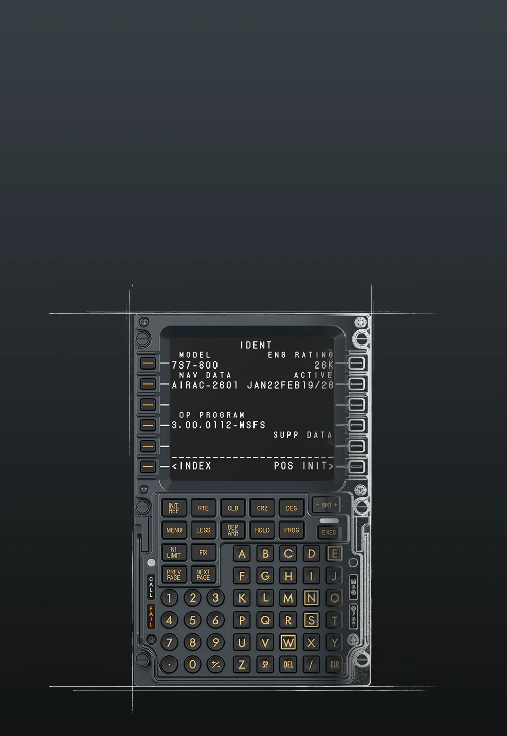 Szkic techniczny i wymiary panelu MOZA MB7F FCD widoczne na schematycznym tle.