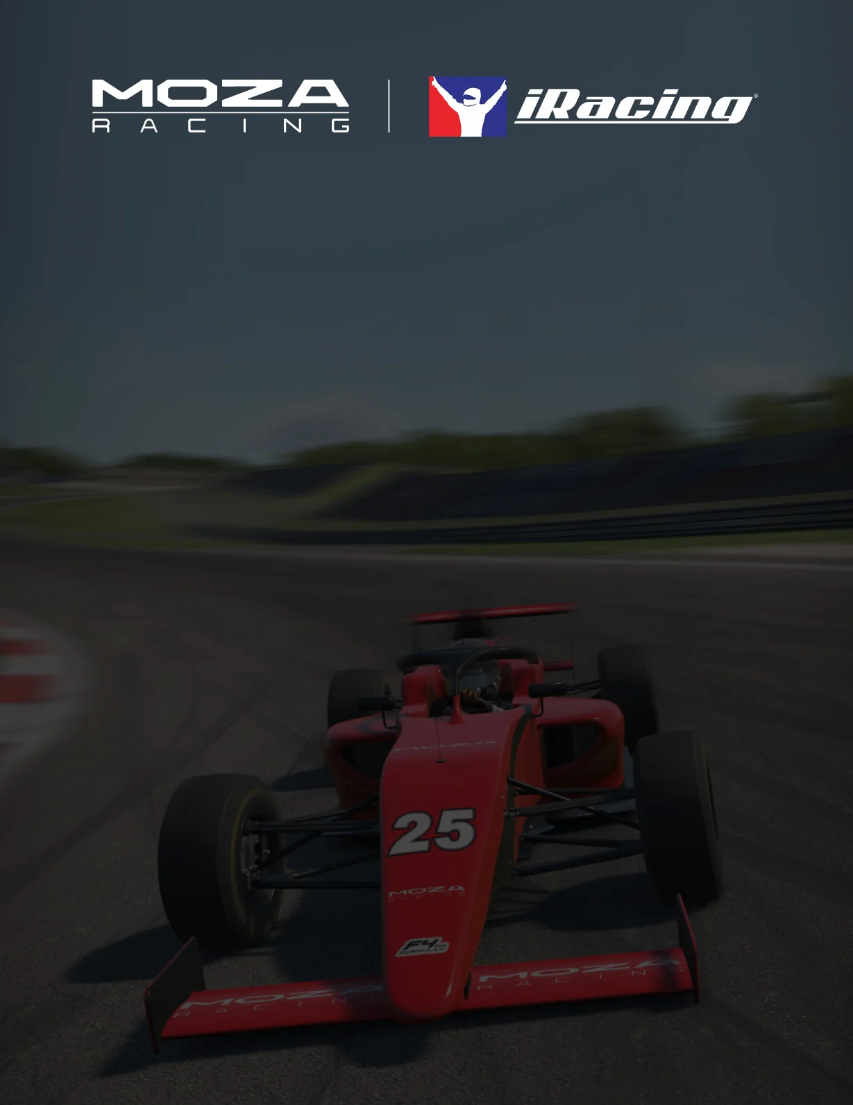Czerwony bolid Formuły 4 na torze w symulatorze iRacing z oficjalnym wsparciem MOZA Racing
