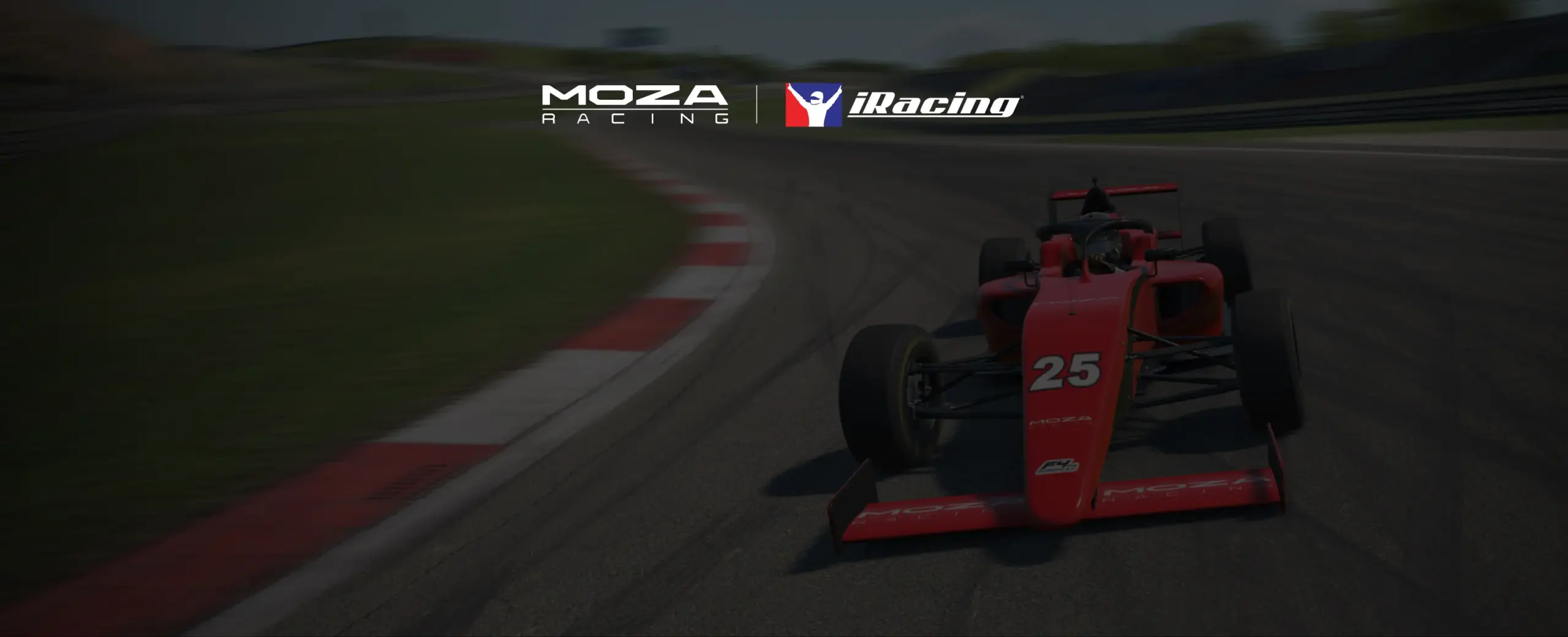 Czerwony bolid wyścigowy F4 na torze w symulacji iRacing – oficjalna współpraca z MOZA Racing