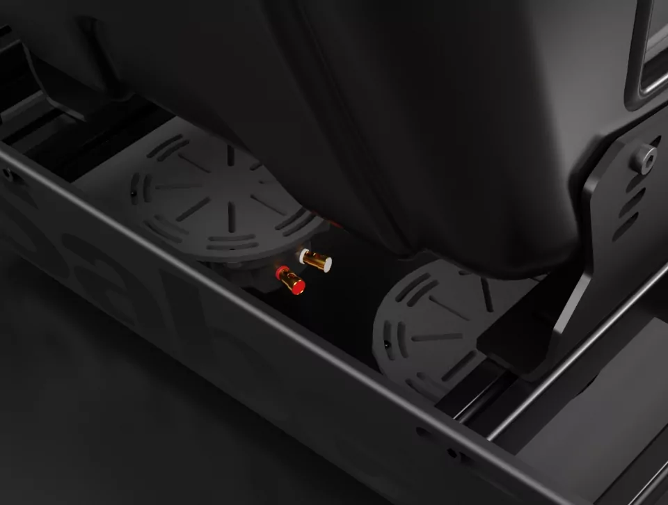 Sabelt Bass Shaker Mount pod fotelem widok od góry pod kątem