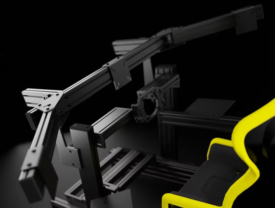 Sabelt Direct Triple Monitor Mount na stelażu z serii S widok od strony kierowcy