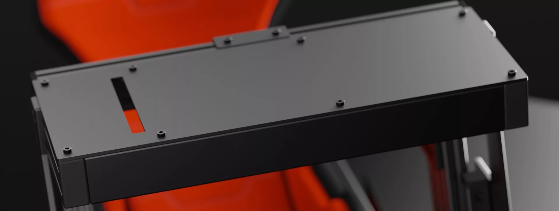 Sabelt PC Case Direct Mount zbliżenie na płytę od komputera widok od góry pod kątem