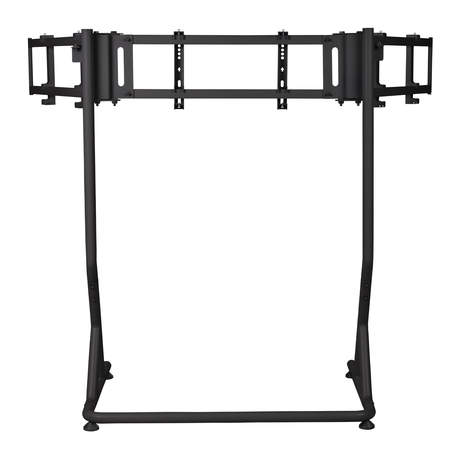 Czarny stojak na 3 monitory Thermaltake z bocznymi ramionami zakrzywionymi do wewnątrz