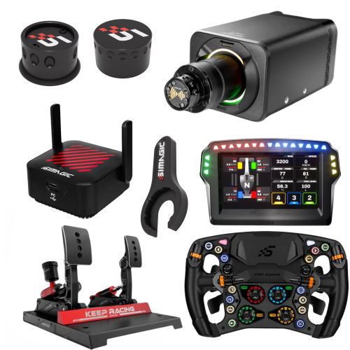 Zestaw Simagic Alpha Evo Pro z kierownicą Zeus Formula, MagicDash 4, pedałami i akcesoriami gratis