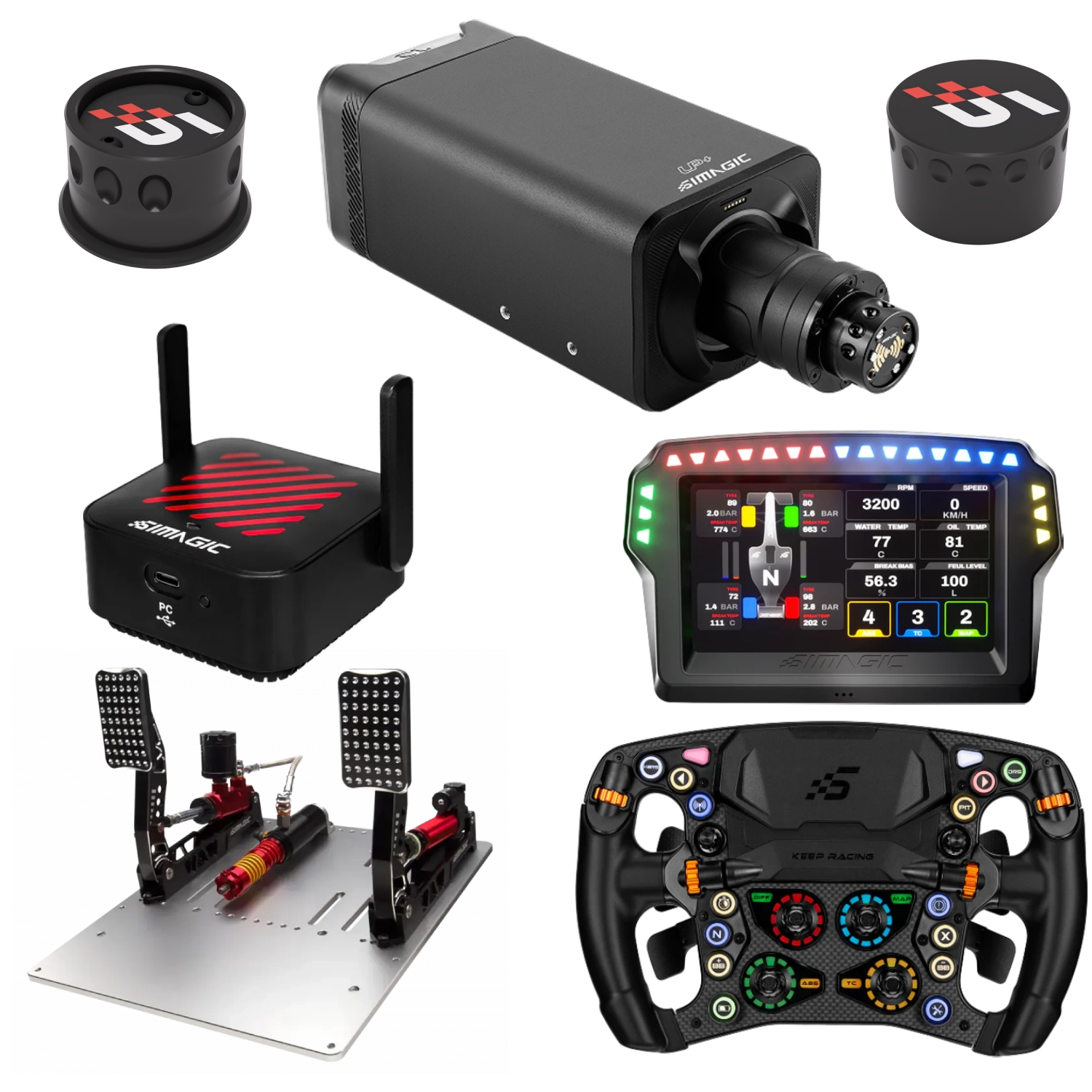 Zestaw Simagic Alpha Evo Ultra z kierownicą Zeus Formula, MagicDash 4, pedałami P2000-S200 RF i gratisami