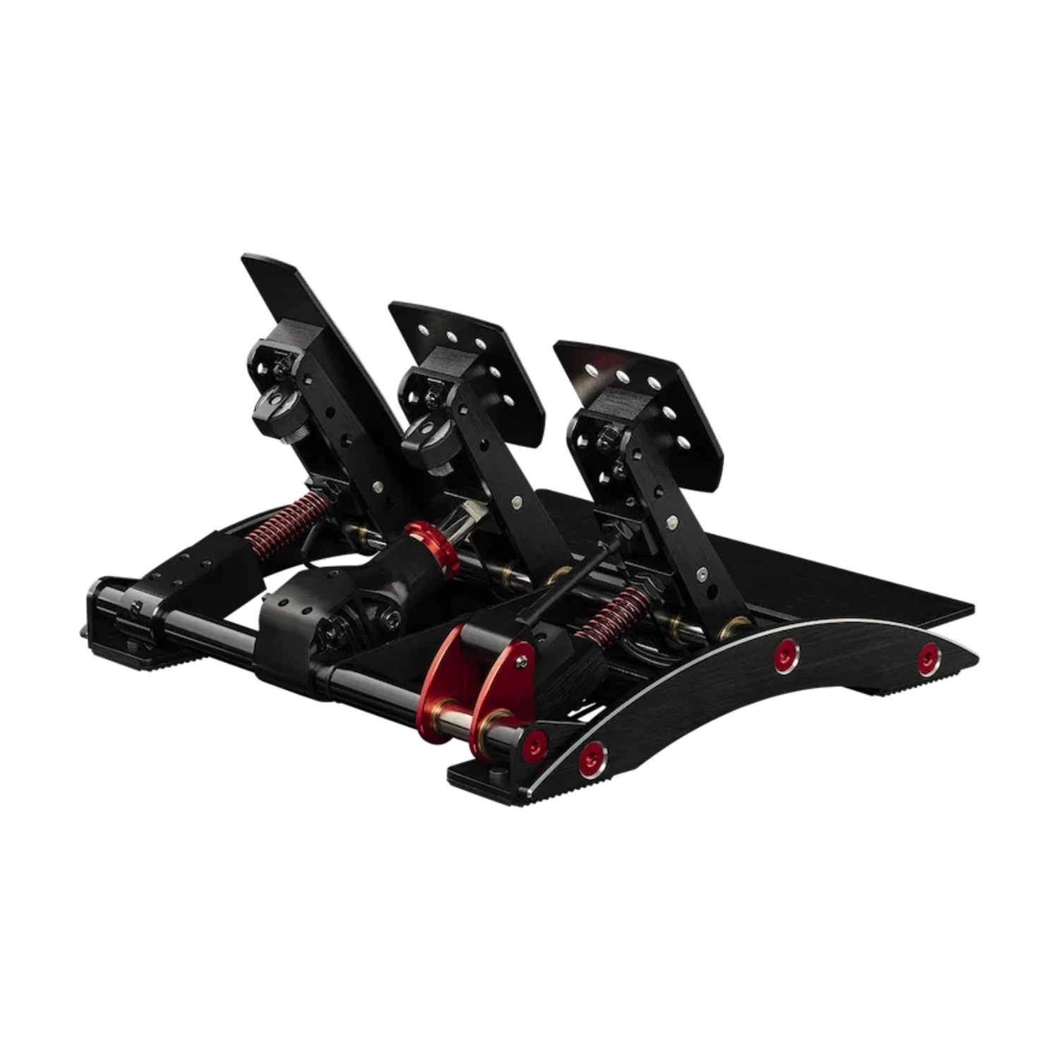 Fanatec ClubSport Pedals V3 od tyłu z widocznymi sprężynami i mechanizmami pedałów