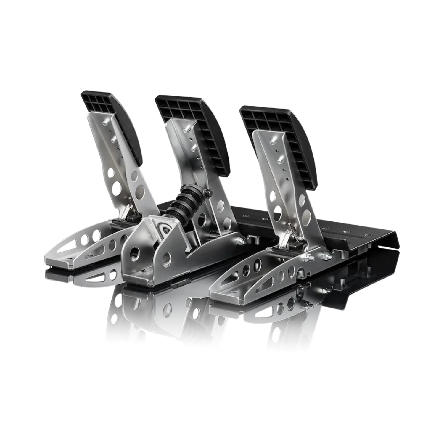 Trzypedałowy zestaw Fanatec CSL Pedals z hamulcem Load Cell widziany od tyłu
