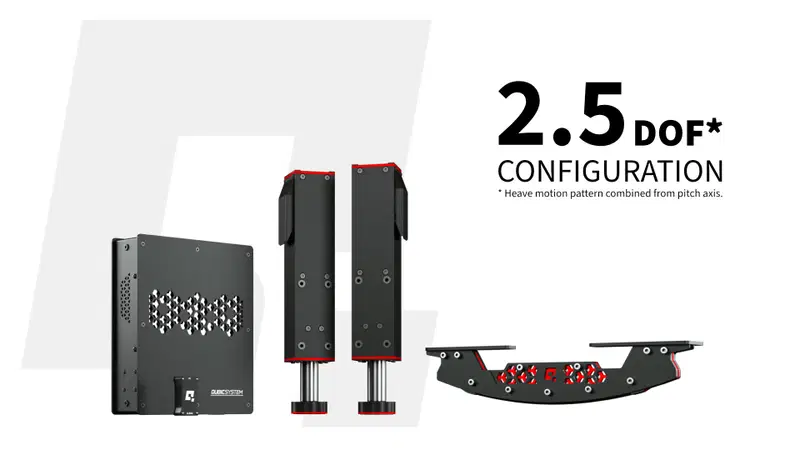 Konfiguracja 2,5 DOF Qubic System QS-210 z ruchem heave połączonym z osią pitch