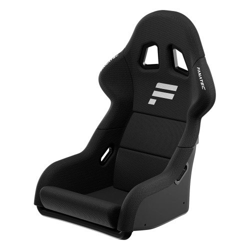 Czarny fotel kubełkowy Fanatec ClubSport GT – widok z przodu i boku