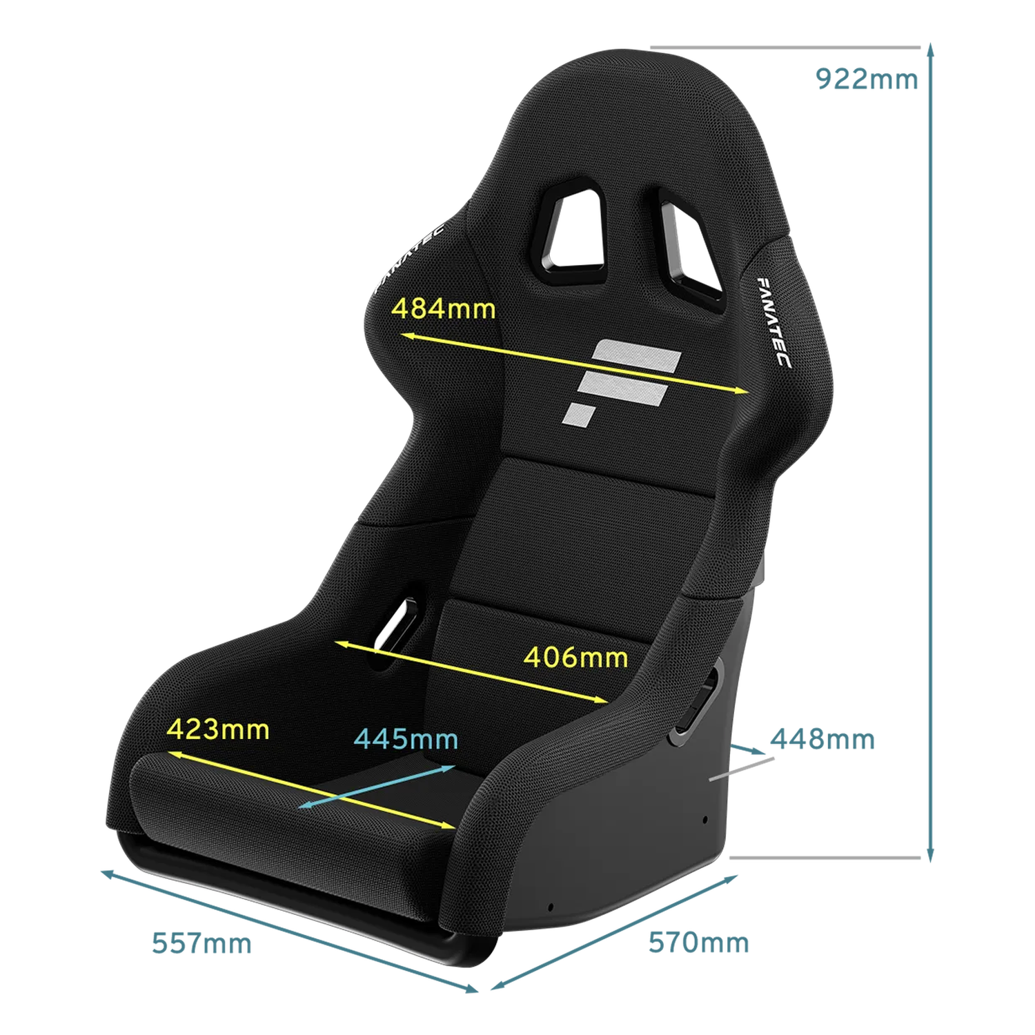 Wymiary czarnego fotela Fanatec ClubSport GT