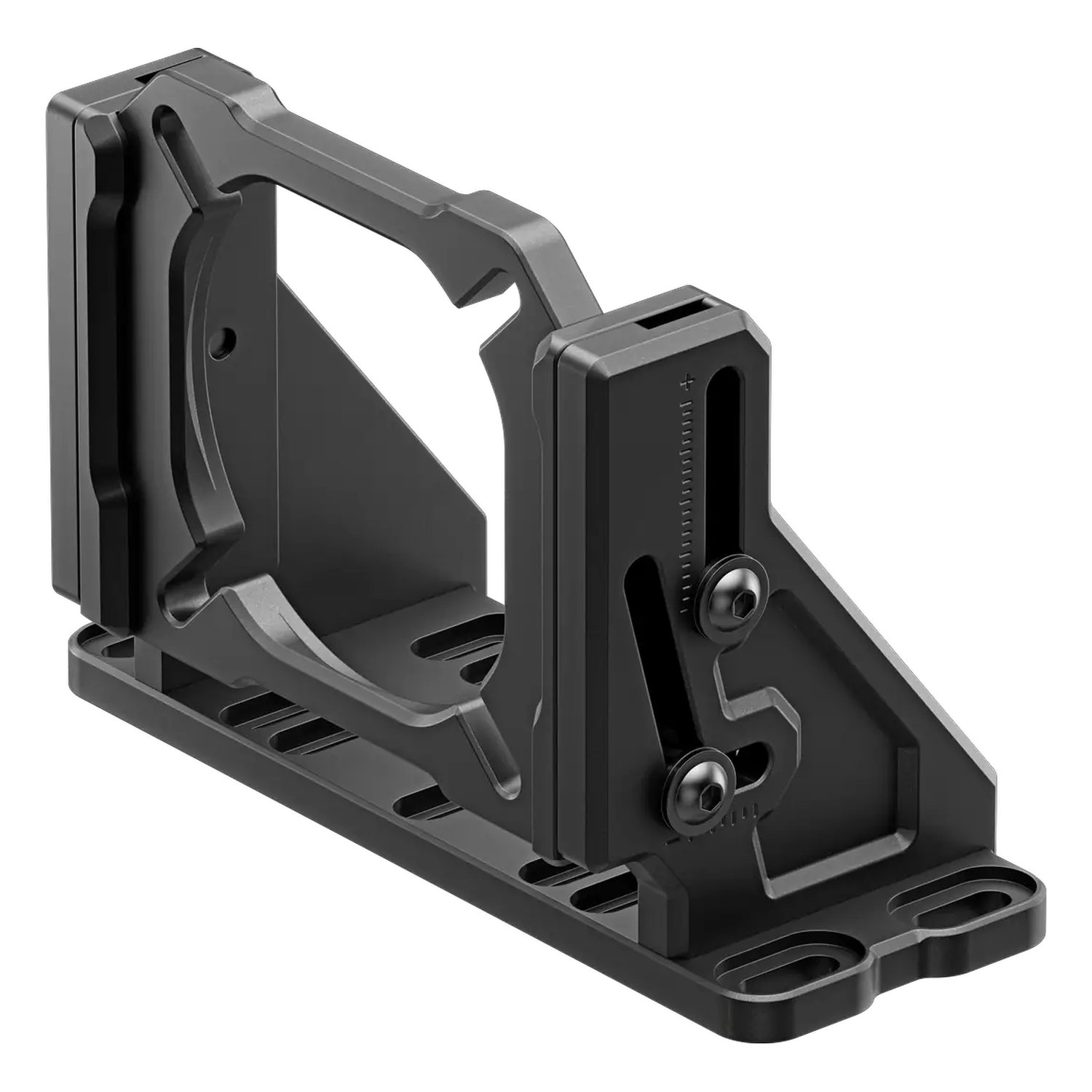 Simucube Wheelbase Mount v2 – aluminiowy uchwyt bazy kierownicy widziany pod kątem